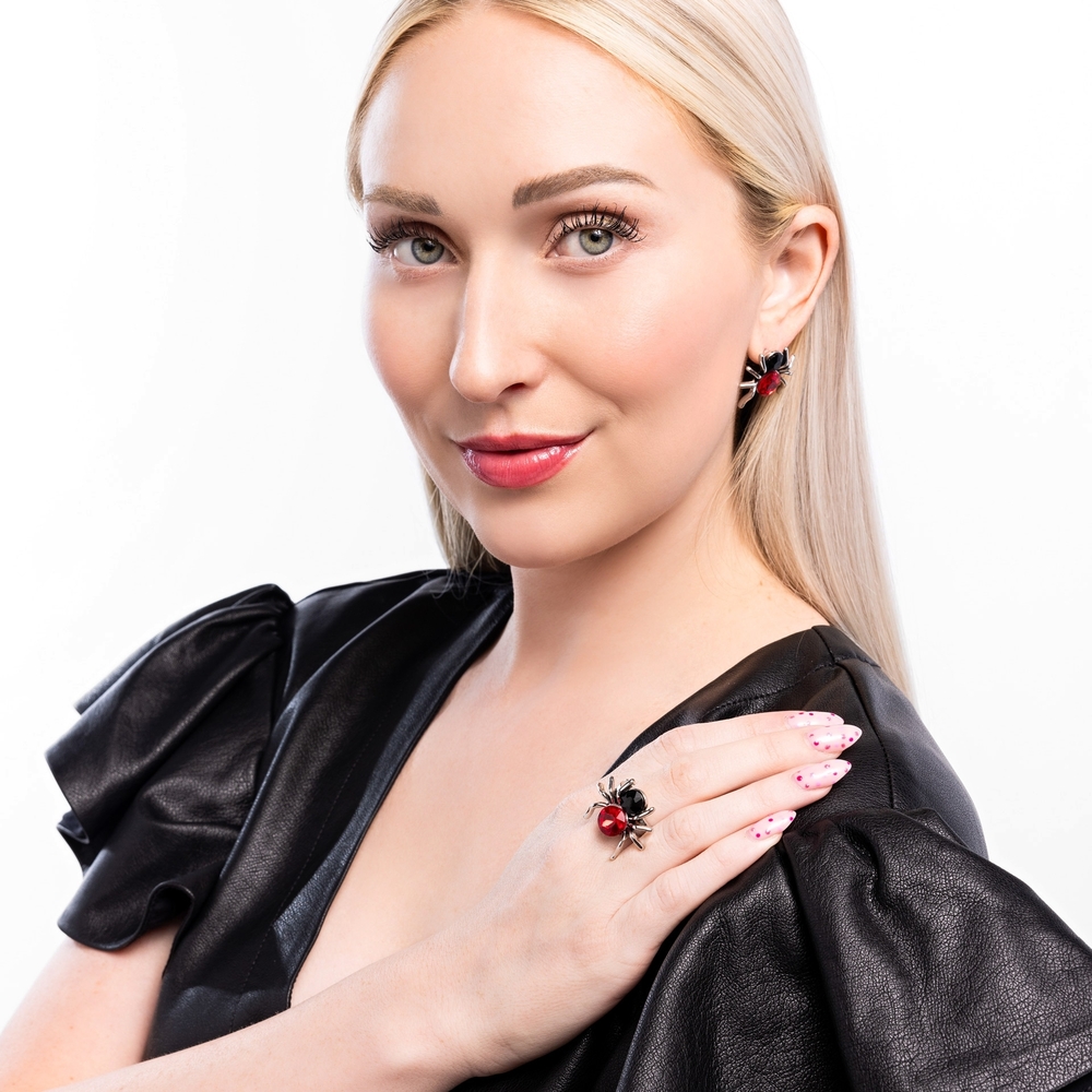 Elegant Red and Black Spider Jewelry Set By Paparazzi